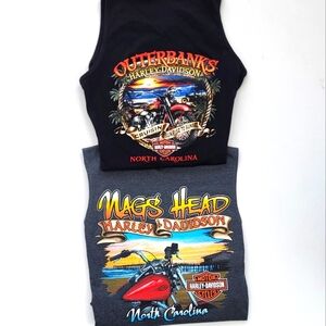 2 Men's Harley-Davidson Graphic Black Muscle Tees - Outer Banks
